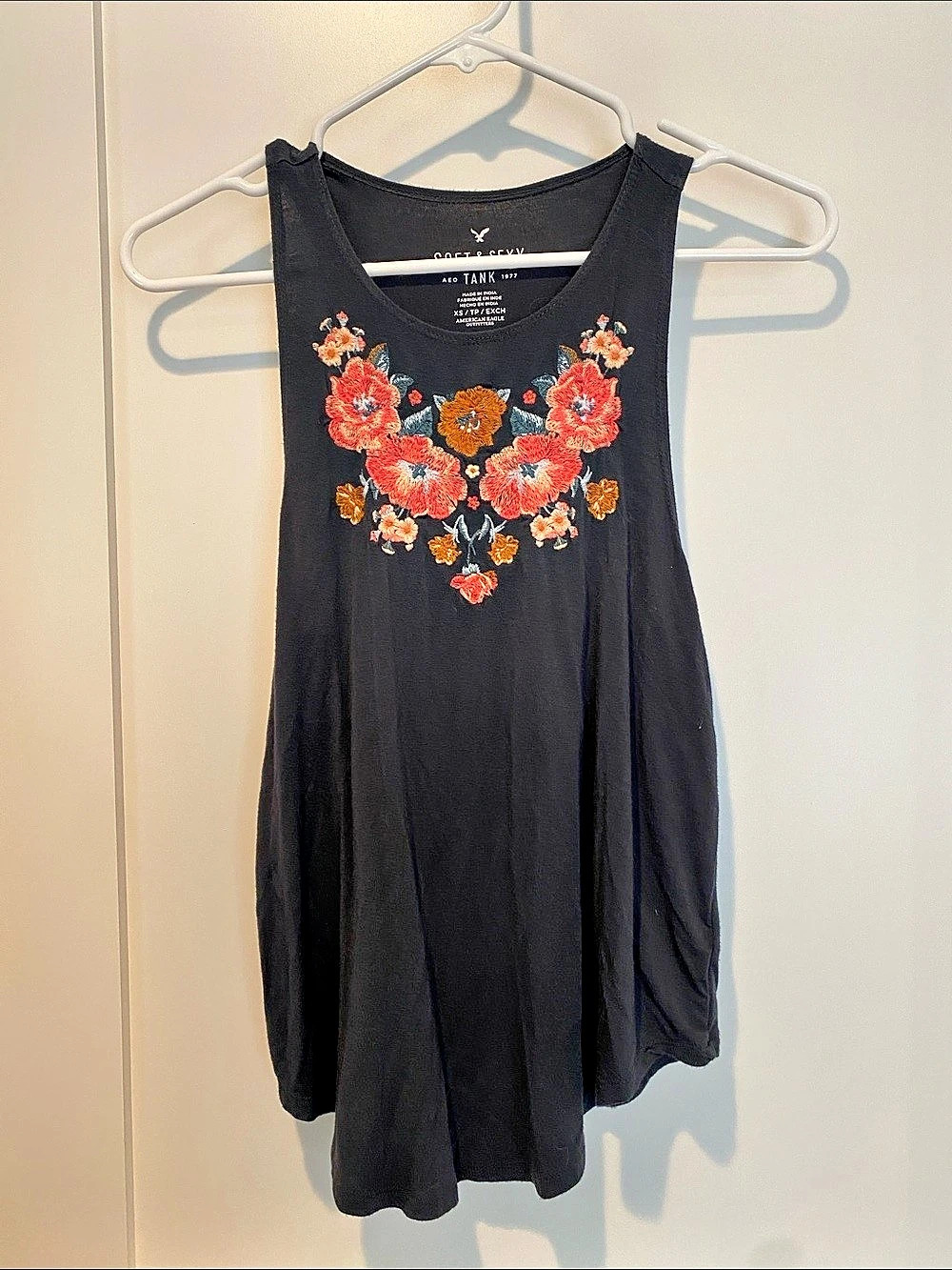 American Eagle AE0 Tank 1977 Floral Embroidered Mini Dress Size XS Like New